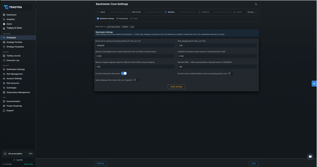Tradyra strategy backtester results with historical performance metrics and charts — view 1 of 15