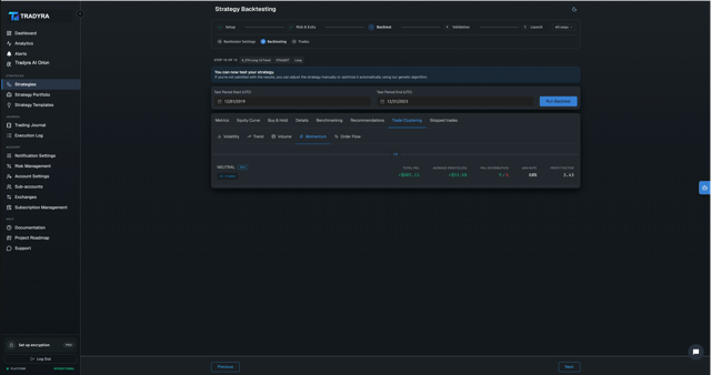 Tradyra strategy backtester results with historical performance metrics and charts — view 11 of 15