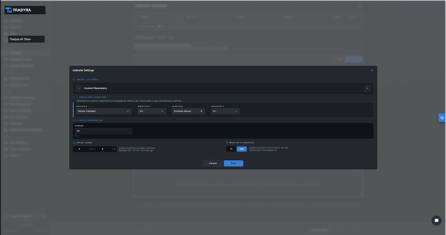 Tradyra no-code strategy builder — 10-step wizard for crypto trading bots — view 11 of 17