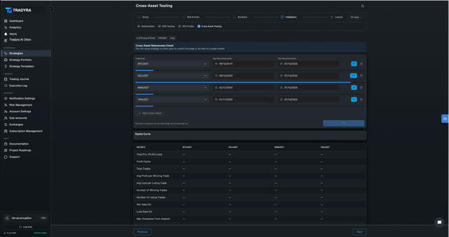 Tradyra no-code strategy builder — 10-step wizard for crypto trading bots — view 14 of 17